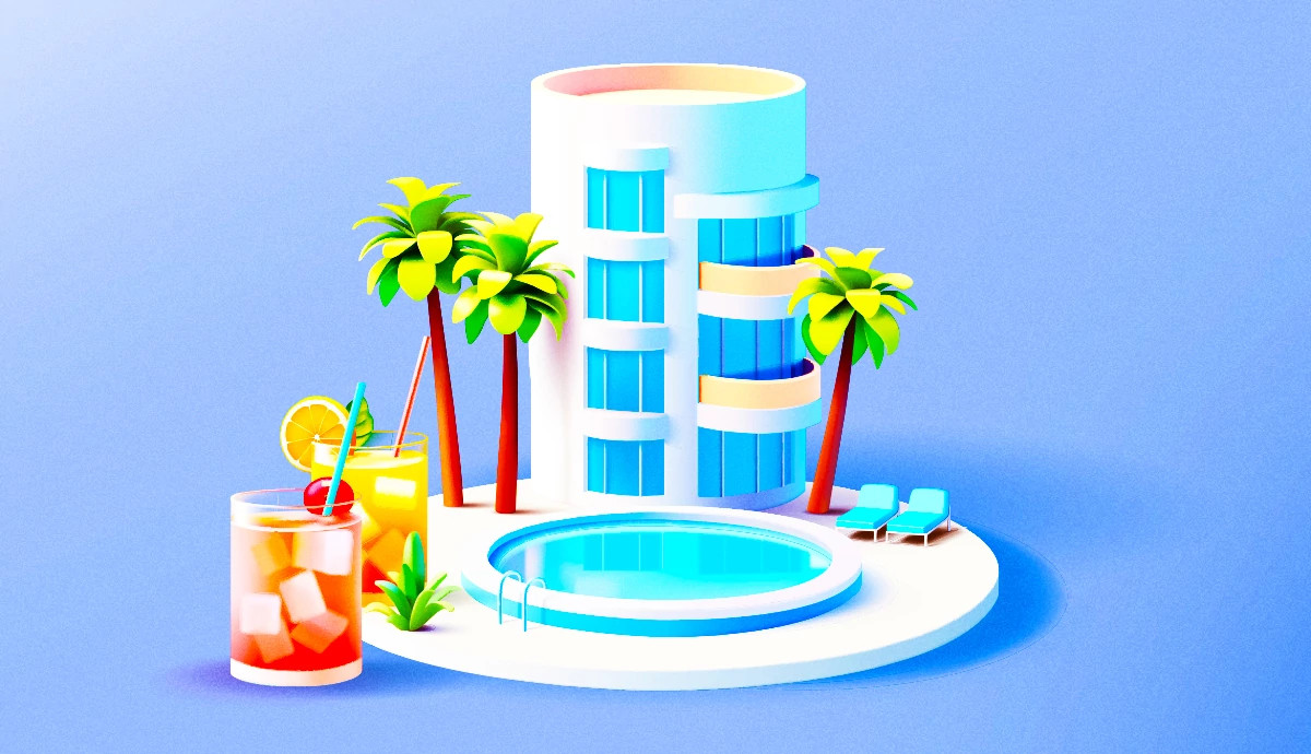 a reosrt with a pool next to cocktails