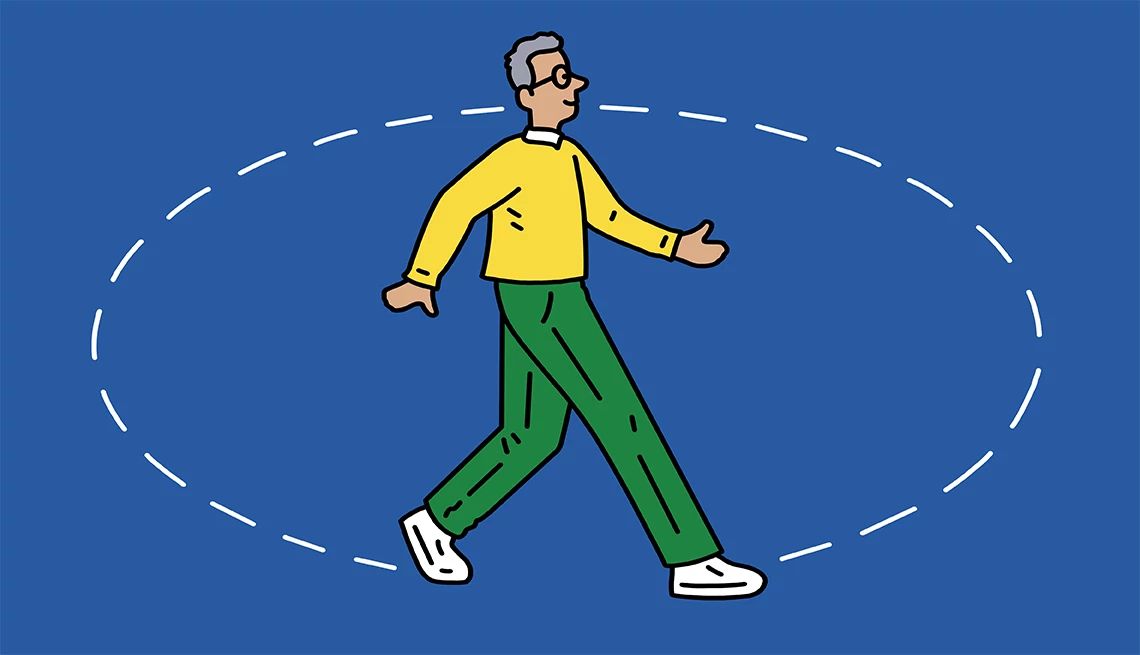 Boost Gut Health man walking in a circle