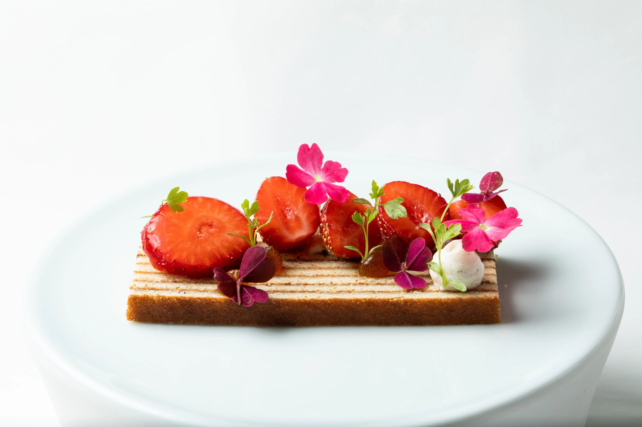 strawberry dessert decorated on a plate