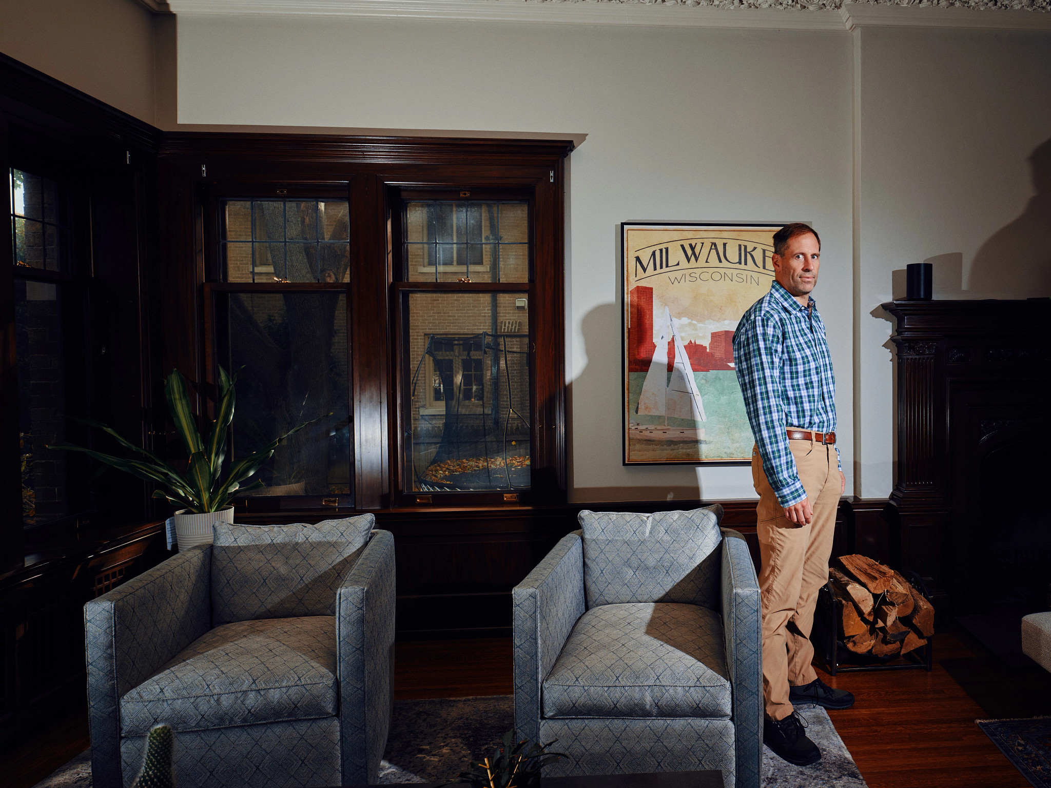 a man stands in a living room