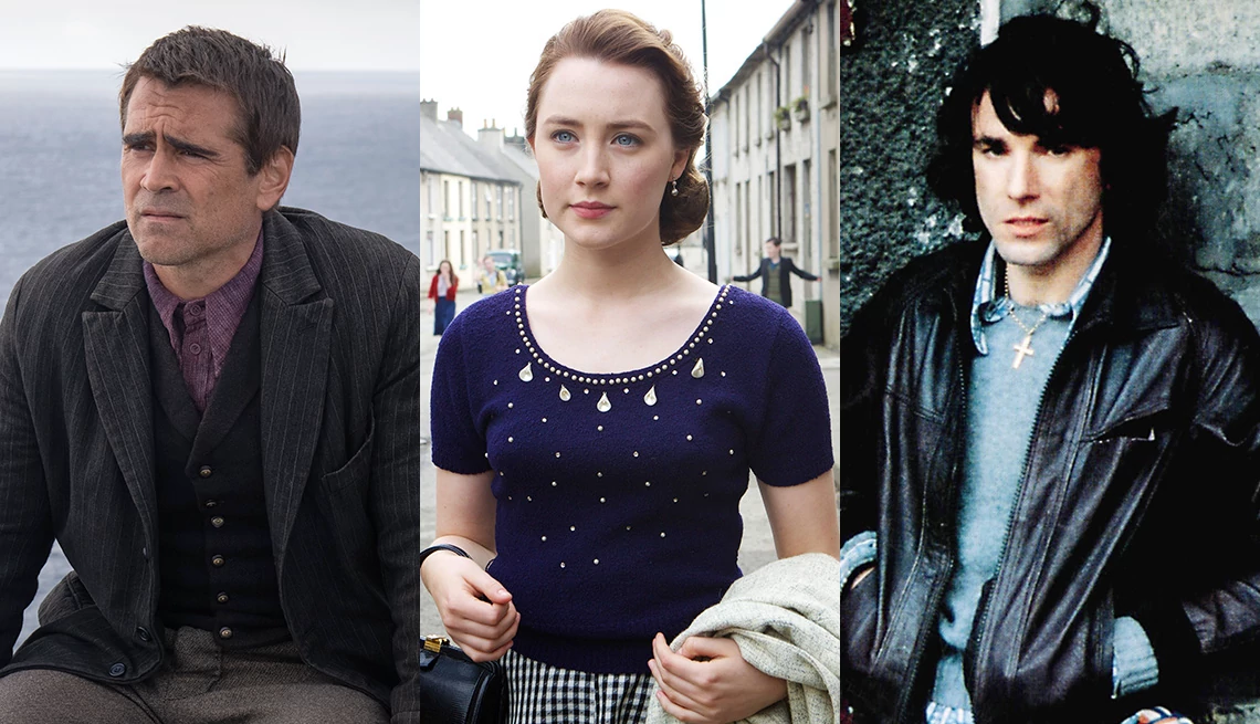 Colin Farrell in the film "The Banshees of Inisherin," Saoirse Ronan in the film "Brooklyn" and Daniel Day-Lewis in the film "In the Name of the Father" Colin Farrell in the film "The Banshees of Inisherin," Saoirse Ronan in the film "Brooklyn" and Daniel Day-Lewis in the film "In the Name of the Father"