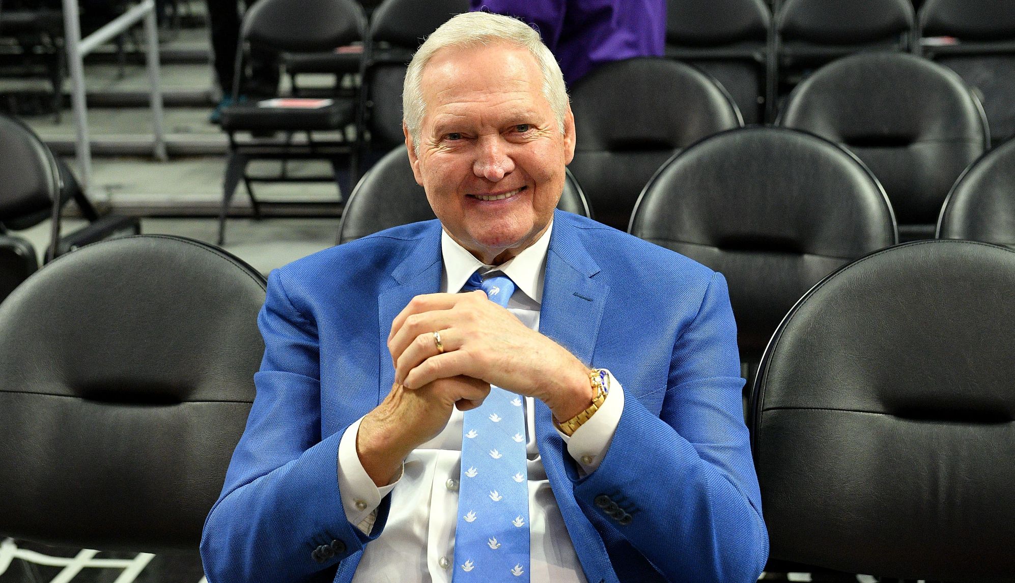 jerry west dies at 86 jerry west in a blue suit