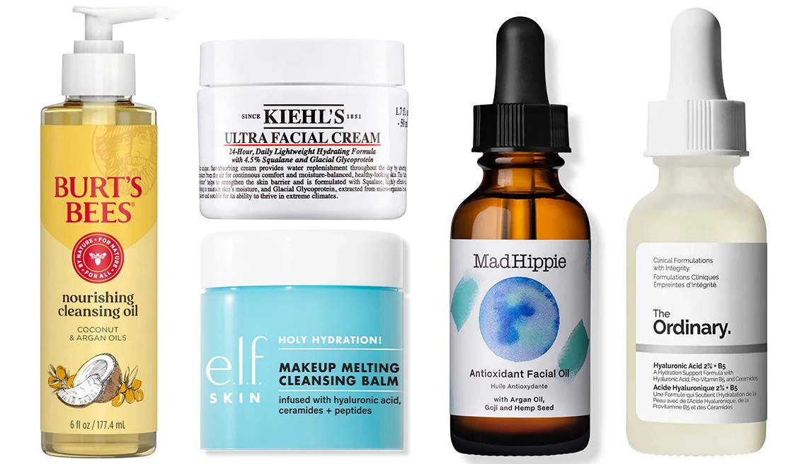a collage with skincare products