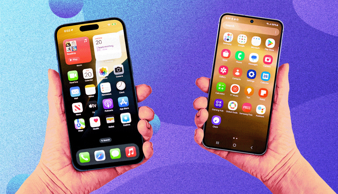 How to Switch Between iPhone and Android Smartphones a person holding a phone in each hand