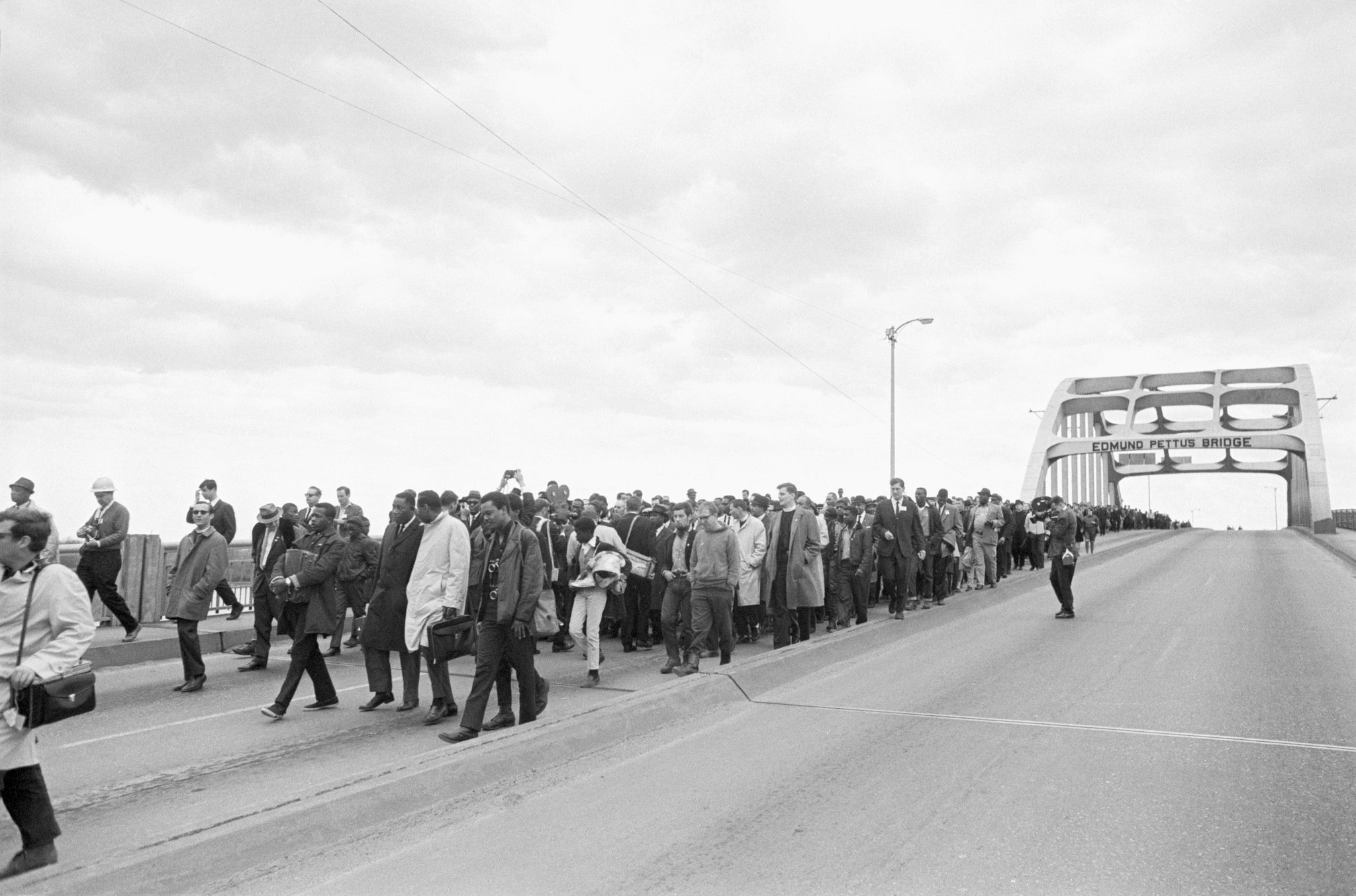 civil rights marchers crossing the Edmund Pettus Bridge in Selma, Alabama, on Bloody Sunday