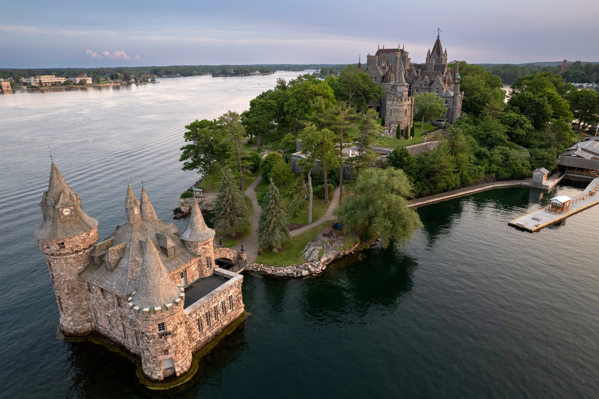a castle near a coastline