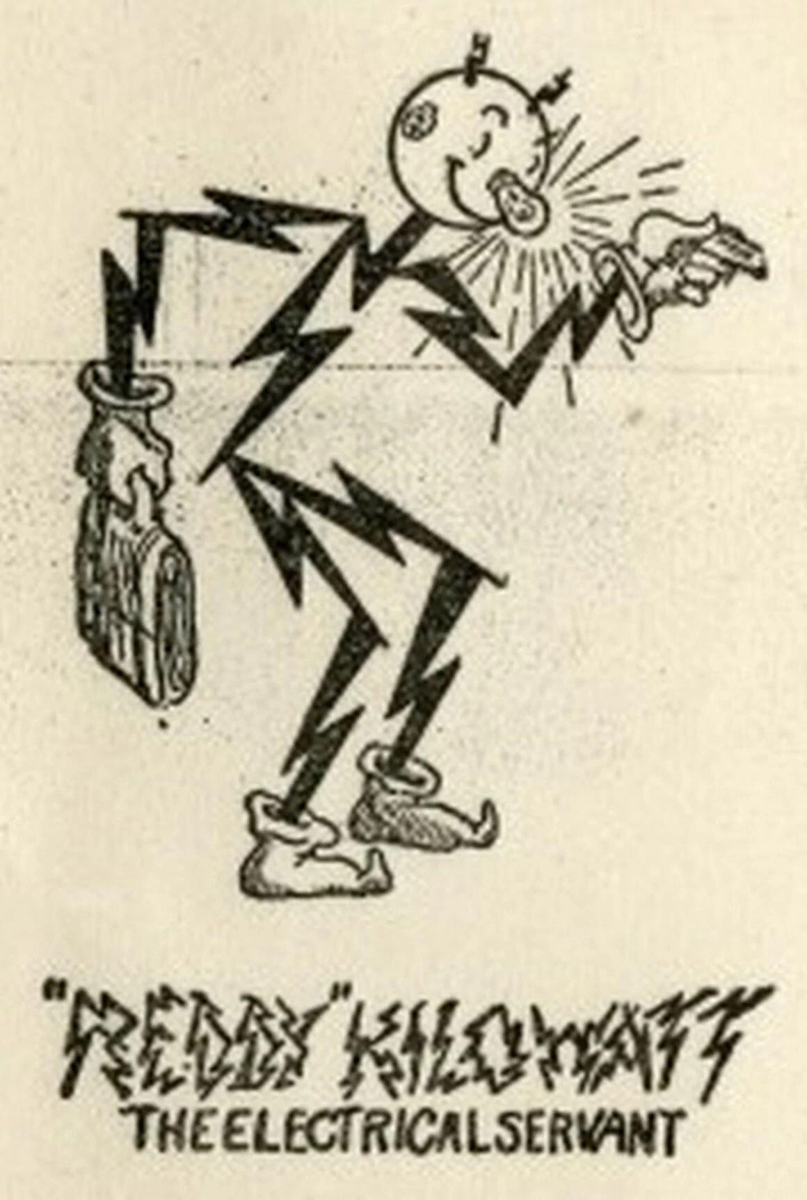Reddy Kilowatt is shown on black and white flier
