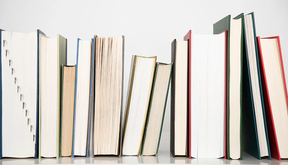 books stacked with pages forward in different colors