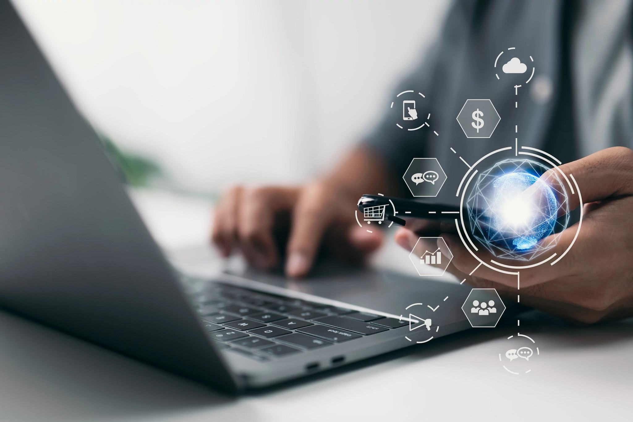 Man with smartphone making internet purchase and banking transaction