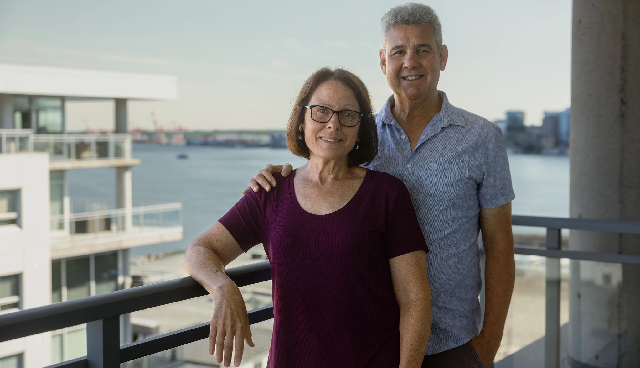 retiring in halifax judy umansky and michael anft on their balcony overlooking halifax harbor