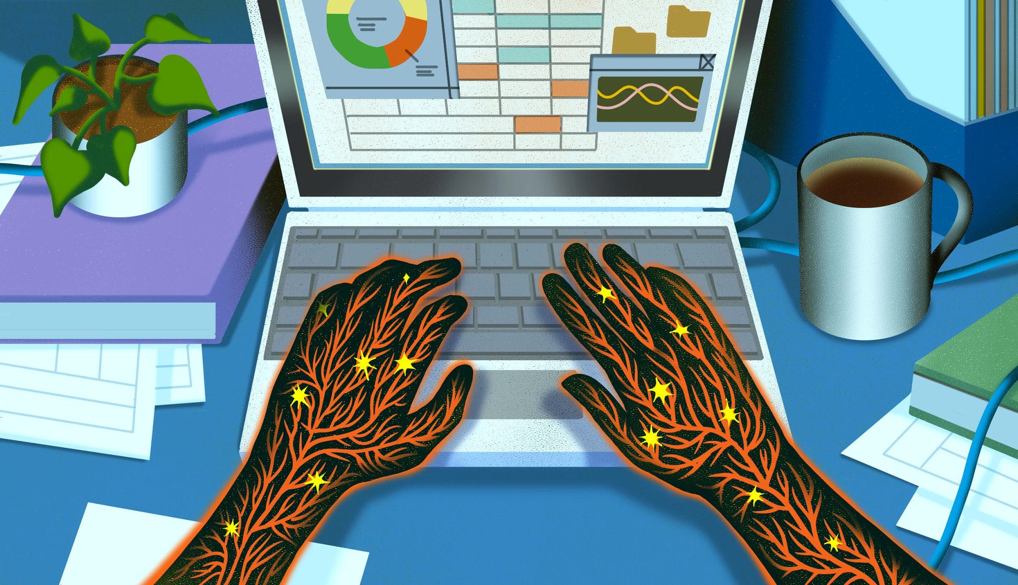 Chronic Illnesses Can Impact Your Job hands working on a laptop that appear to be in pain