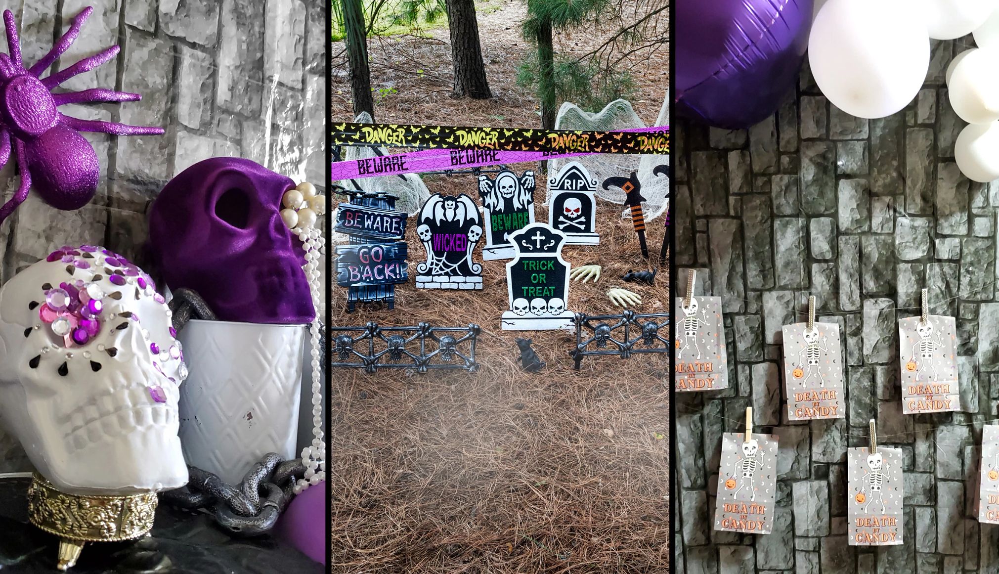 Halloween Decor on the Cheap colorful collage showing various Halloween decor