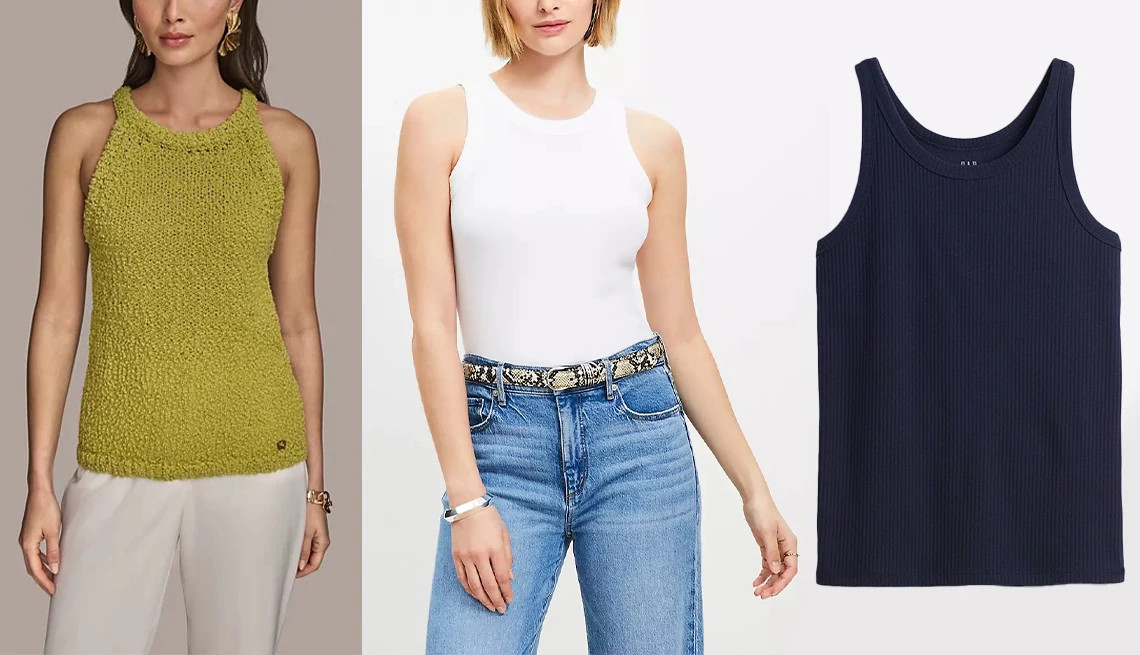 a selection of sleeveless shirts