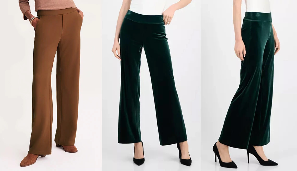 a collage with three different styles of womens pants