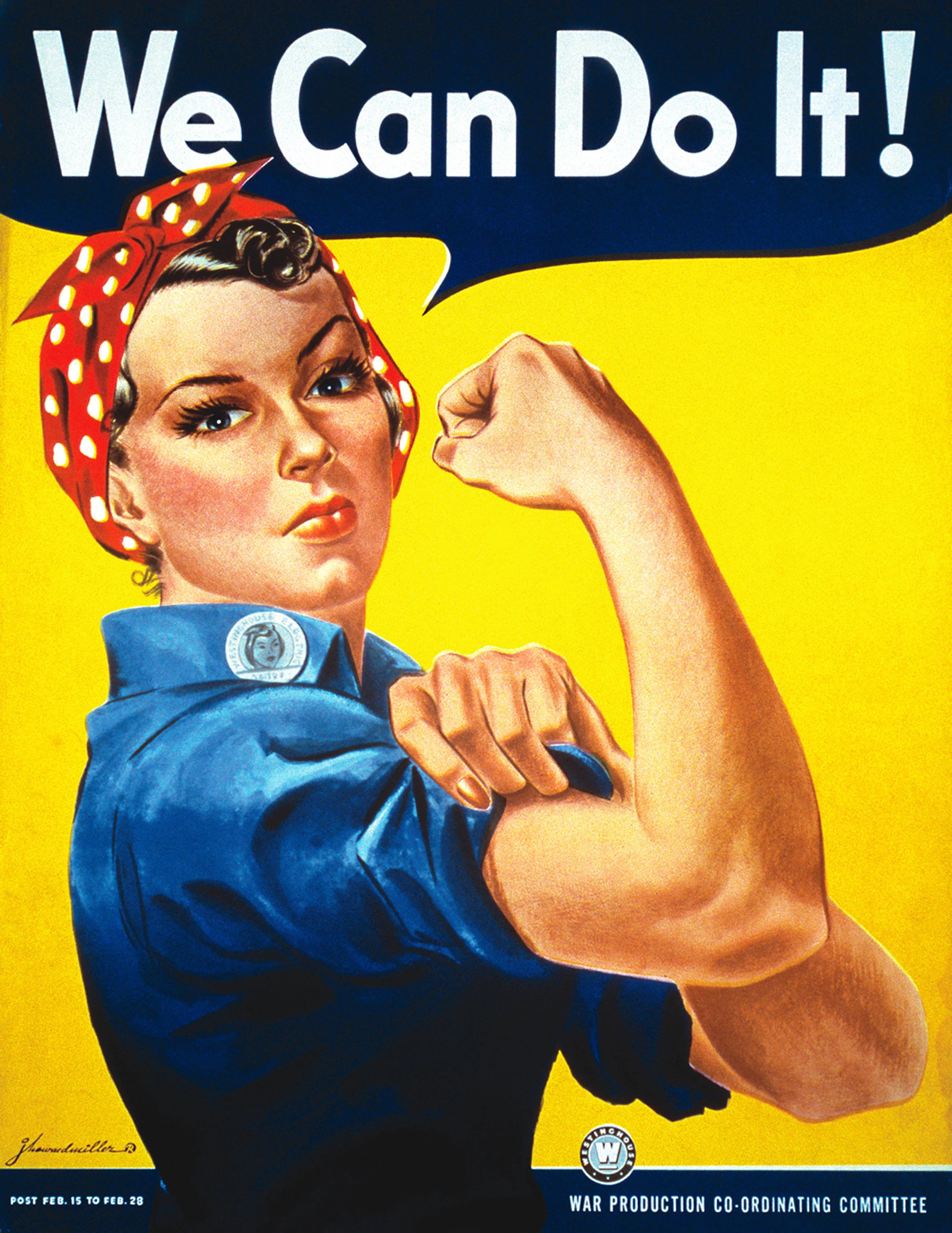 original rosie the riveter poster with text saying we can do it.