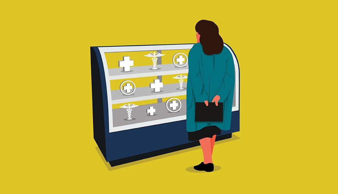 Navigating Social Security and Medicare a person at a counter making a decision on what health coverage they want