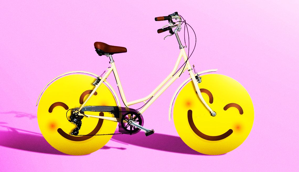 Smart Guide to Bicycling bicycle with smiley face wheels