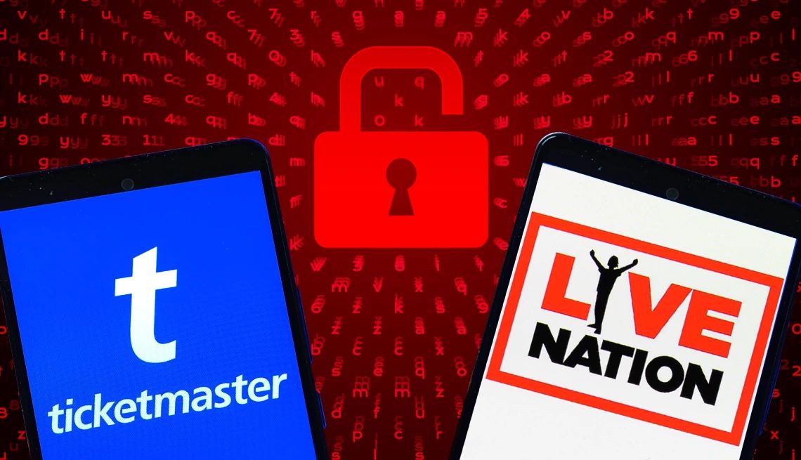 Ticketmaster Data Hack Hits Half a Billion Customers digital binary code on dark red background