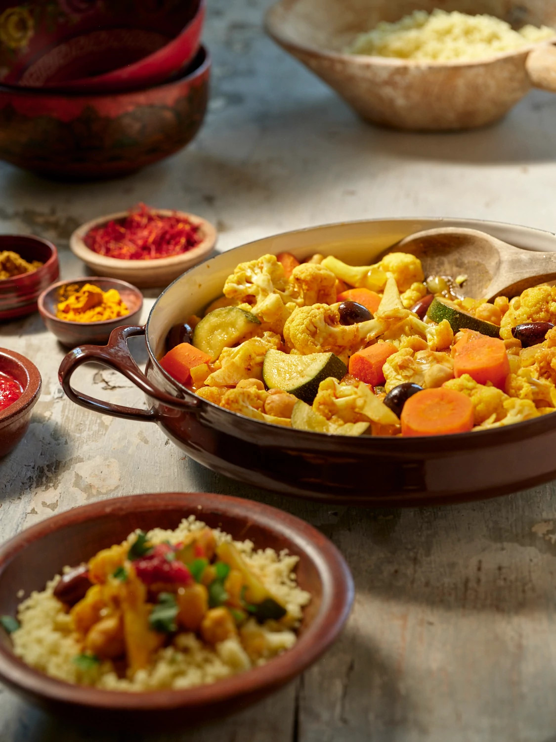 A close-up view of Blue Zones' Moroccan tagine