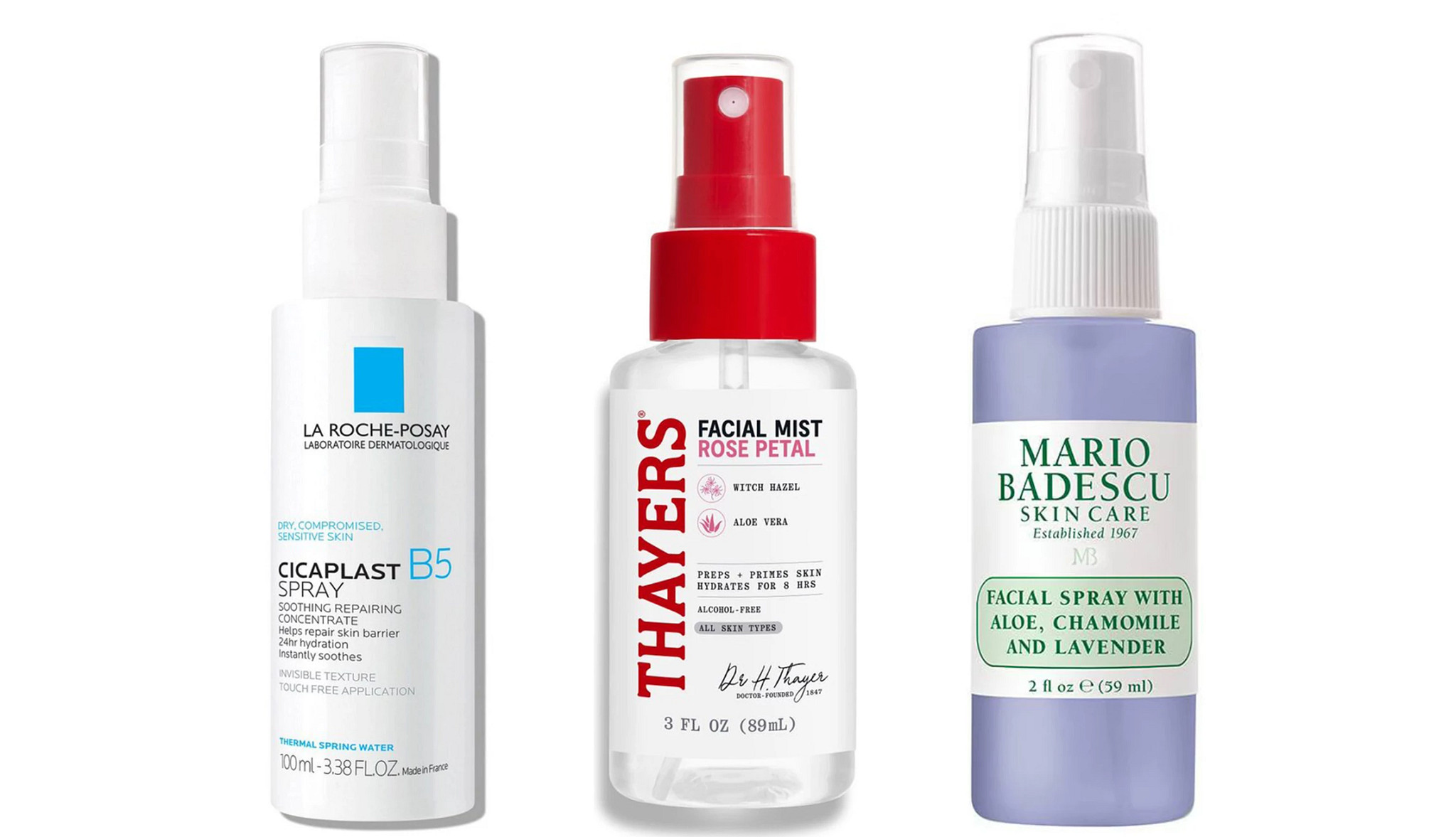 a collage with three different facial spray mists
