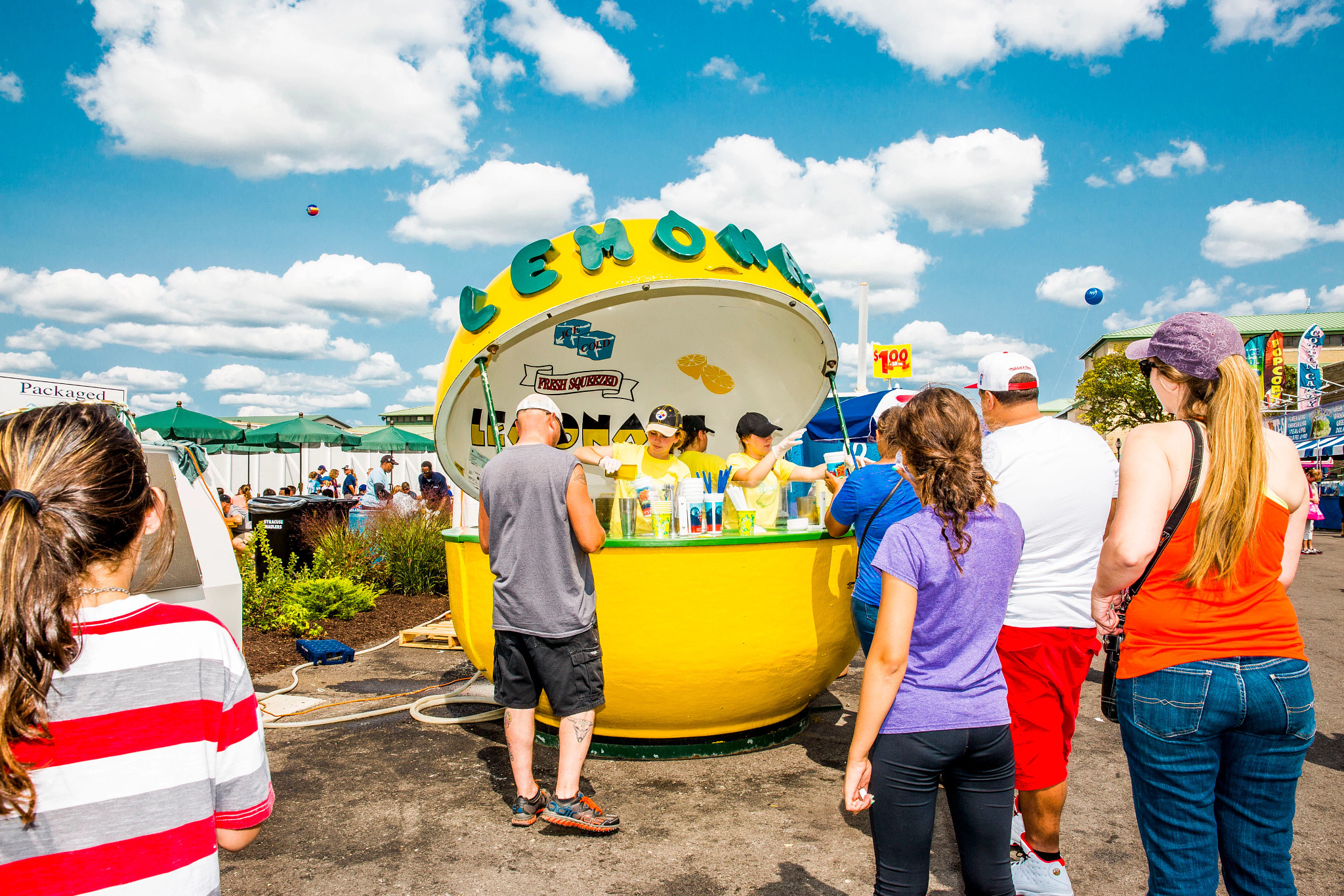 people in line to purchase lemonade at the New York State Fair