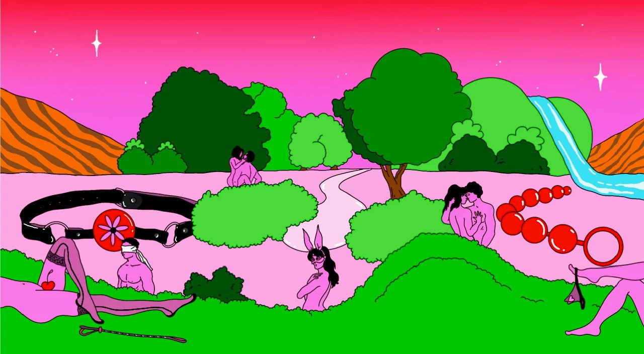 illustration of couples making love in nature, lust languages