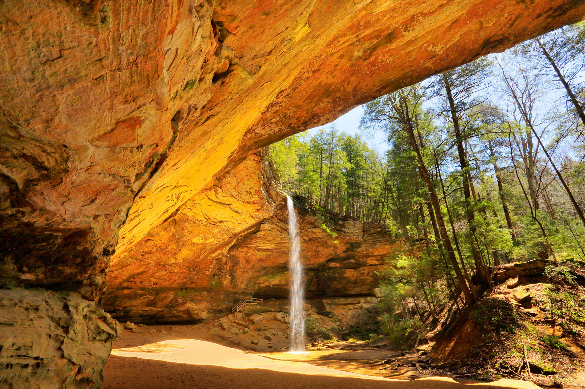 a waterfall at a park