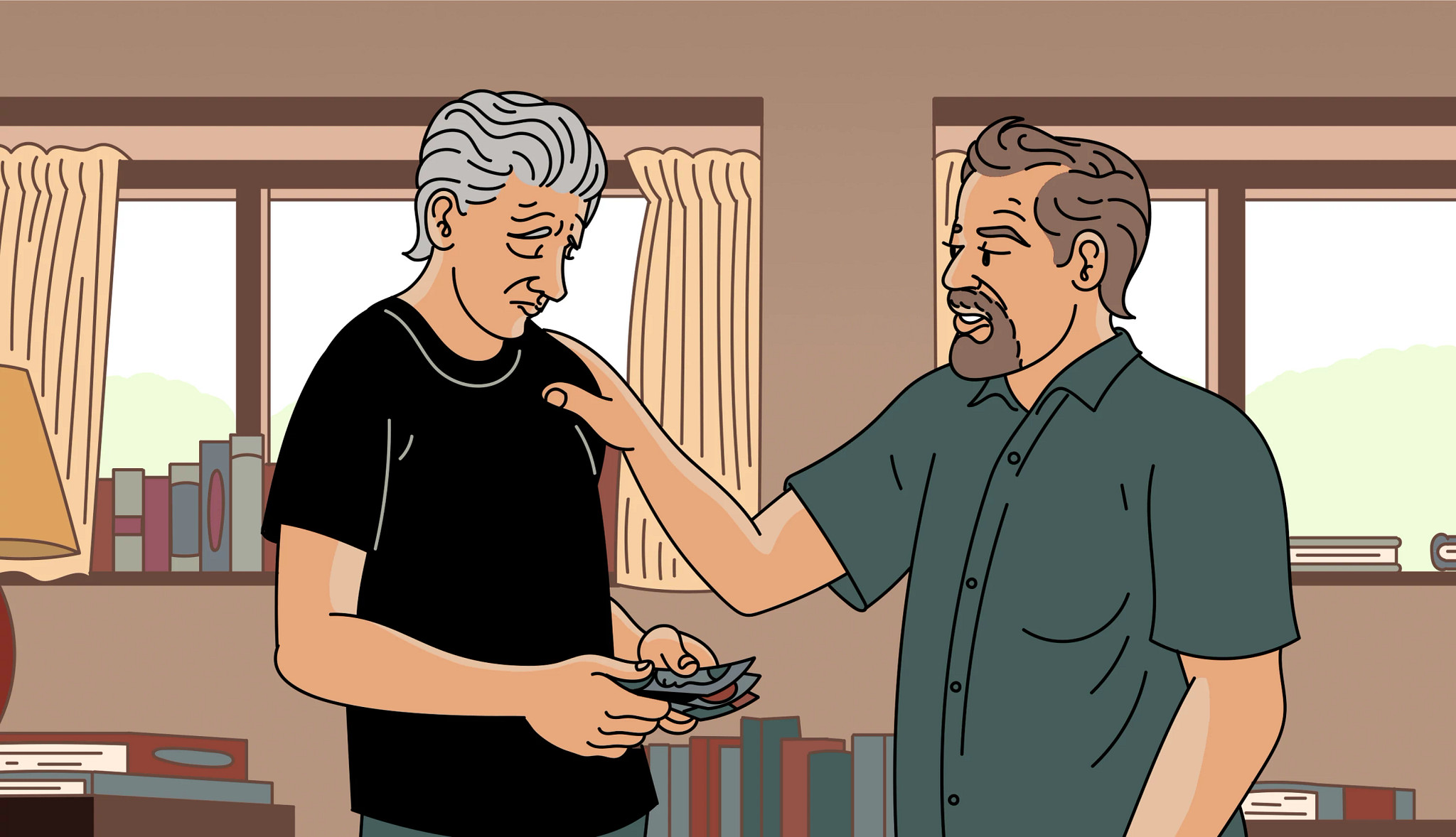 a person puts their hand on another persons shoulder