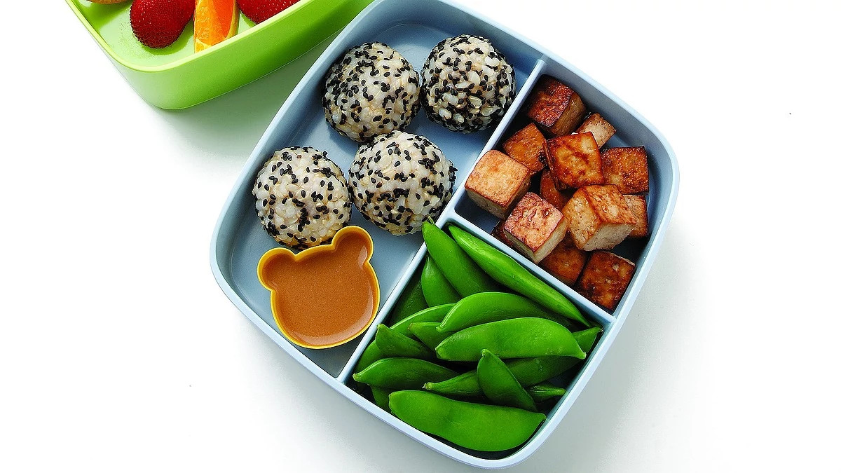 A close-up view of soy-lime roasted tofu