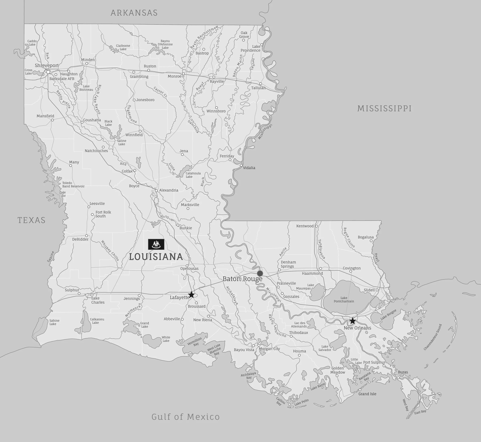 A map of Louisiana