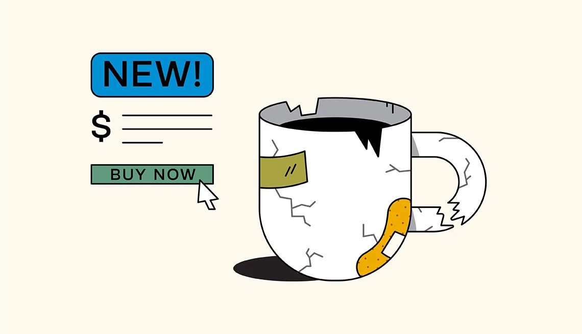 Be a Better Online Shopper chipped coffee mug