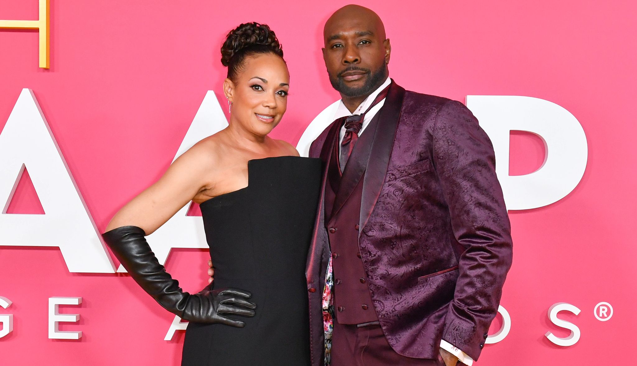 Morris Chestnu red carpet attire Red carpet ready, Pam Byse and Morris Chestnut couple in their finest attire.