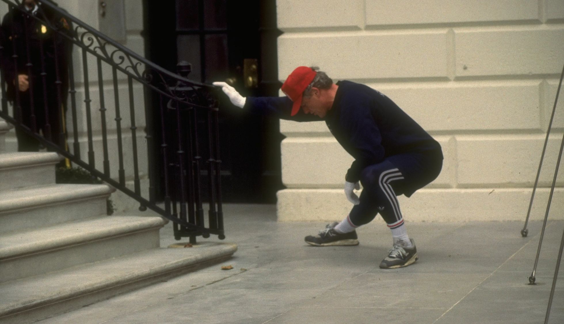 Bill Clinton bill clinton stretches in jogging gear