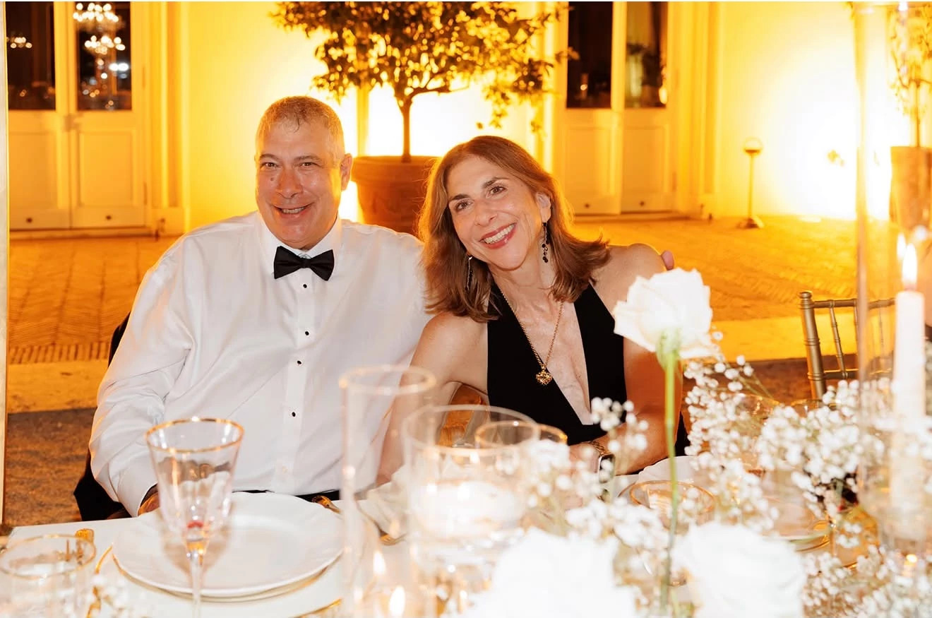Michele Shapiro and her husband at an elegant wedding in Rome.