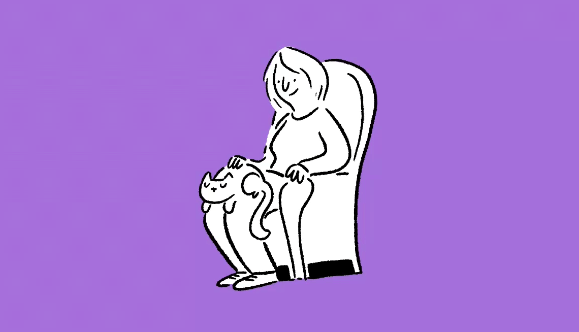 Chronic Cough illustrated gif of someone coughing in an armchair