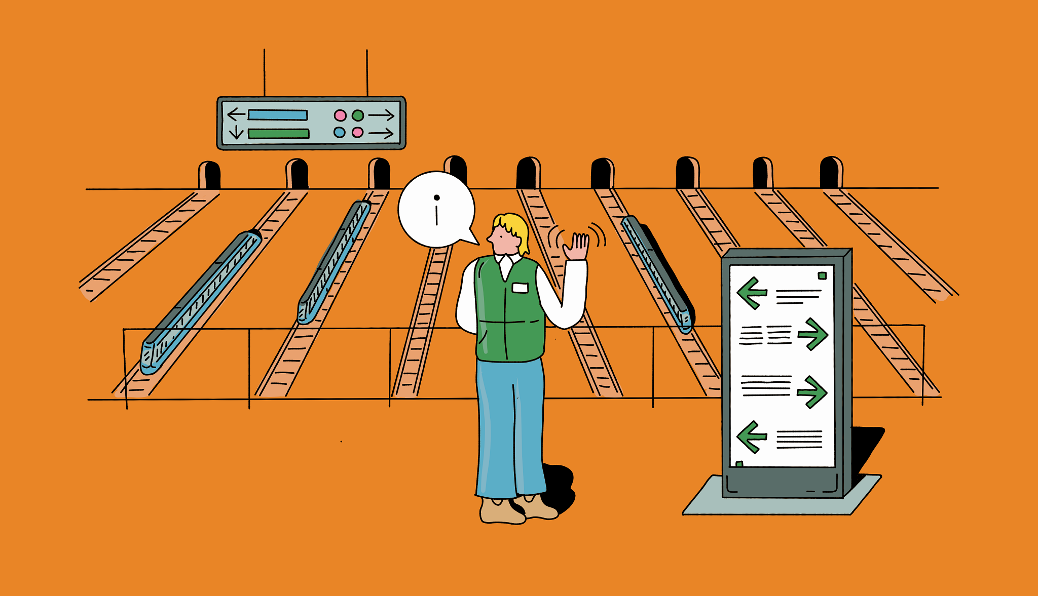 25 Great Ways European Train Travel an illustration of a person standing in a train station