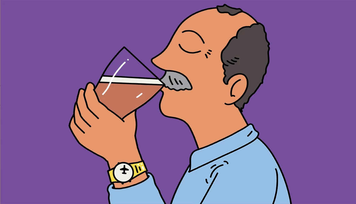 a person taking a drink