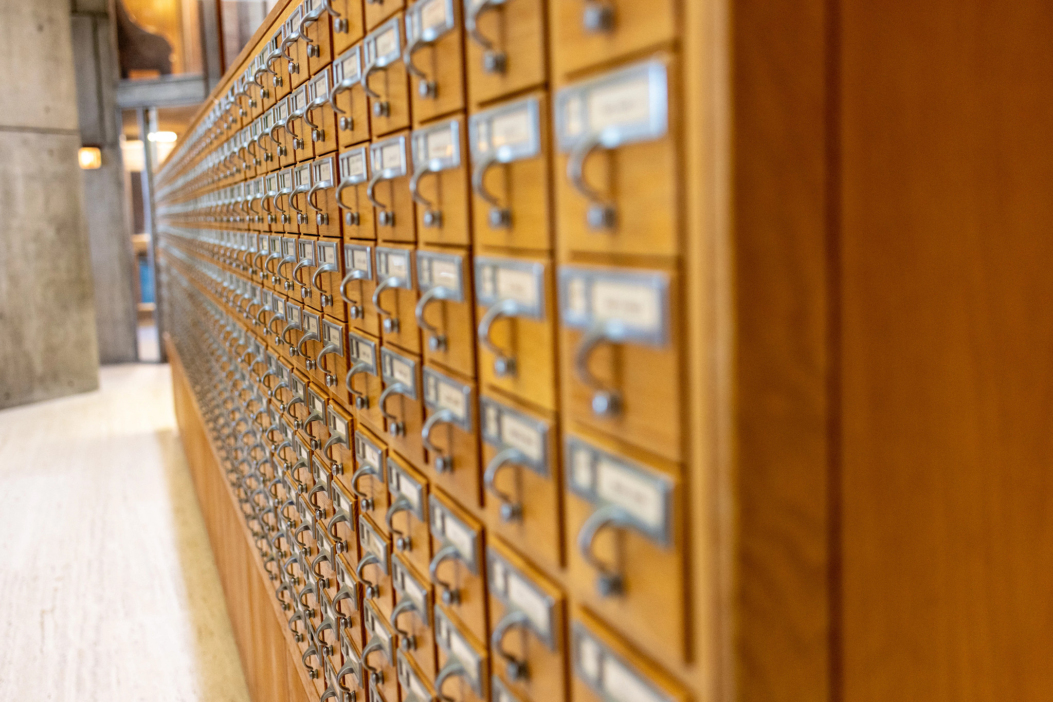 A photo shows a library’s card catalog