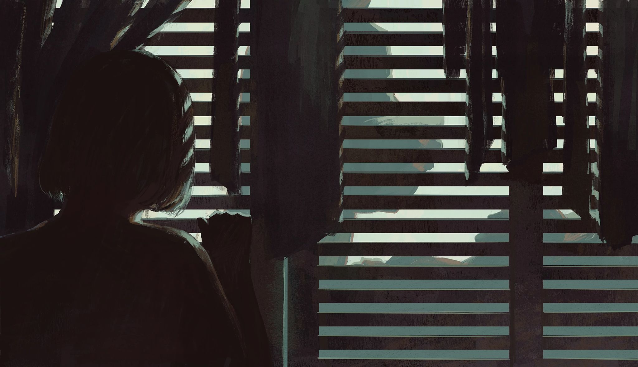 I've Got You Under My Skin by Mary Higgins Clark chapters 61-70 Illustration of a young child looking out through the slats of a closed closet door