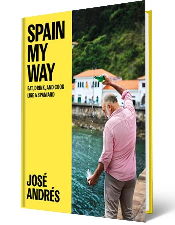 a photo shows José Andrés’ Spain My Way cookbook