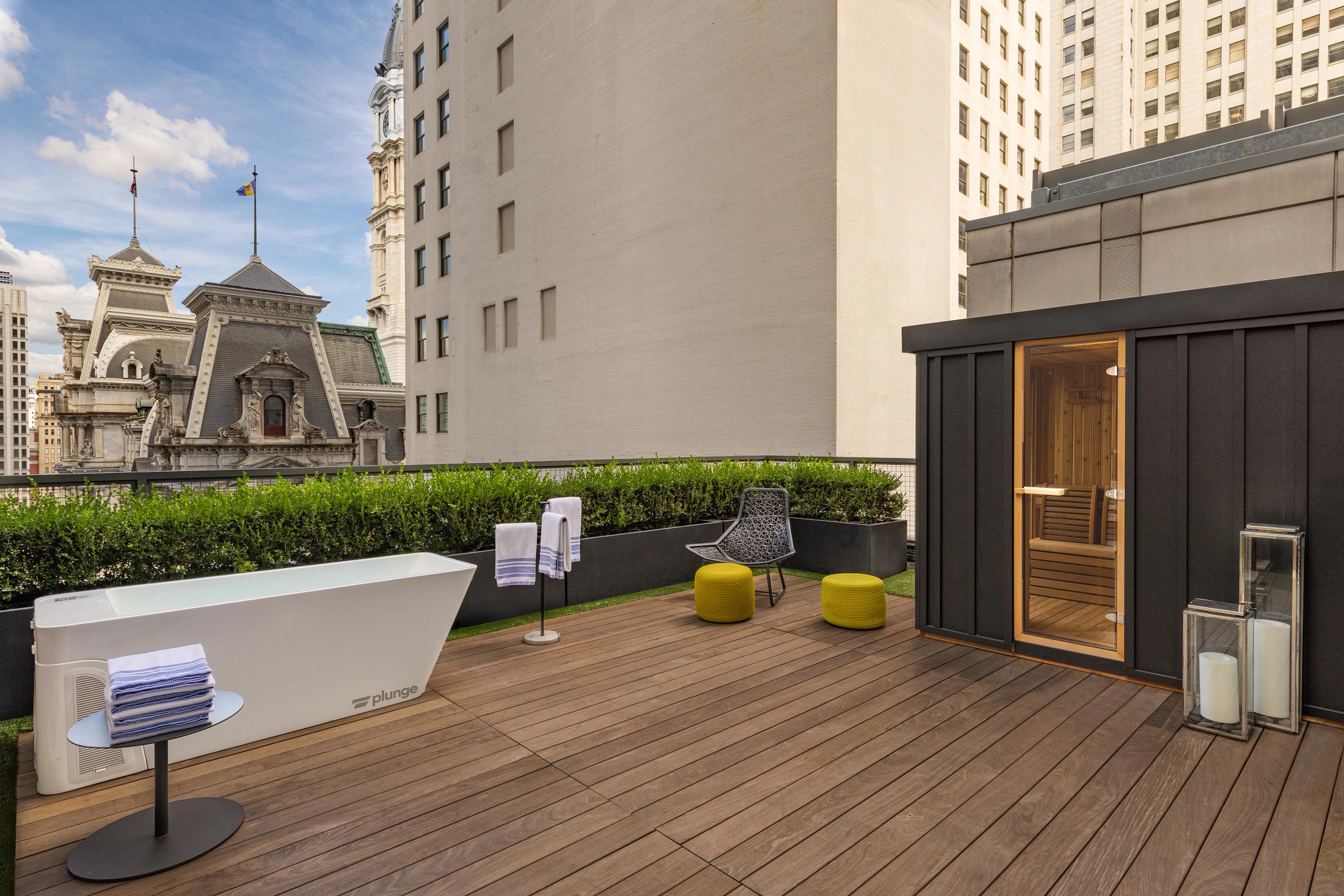 a cold plunge bathtub on a rooftop in philadelphia