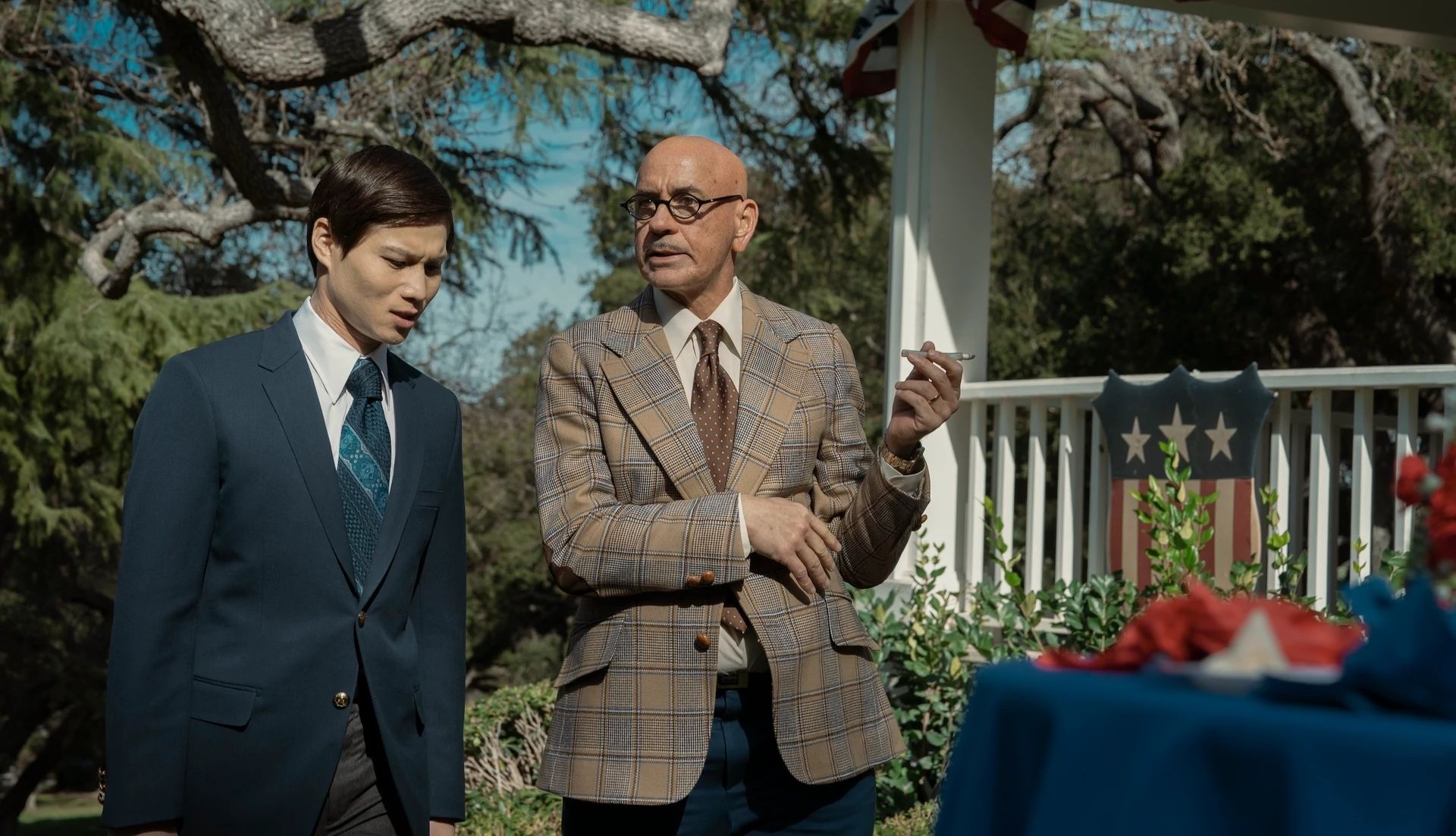 Hoa Xuande and Robert Downey Jr. in "The Sympathizer" Hoa Xuande and Robert Downey Jr. in a still from The Sympathizer