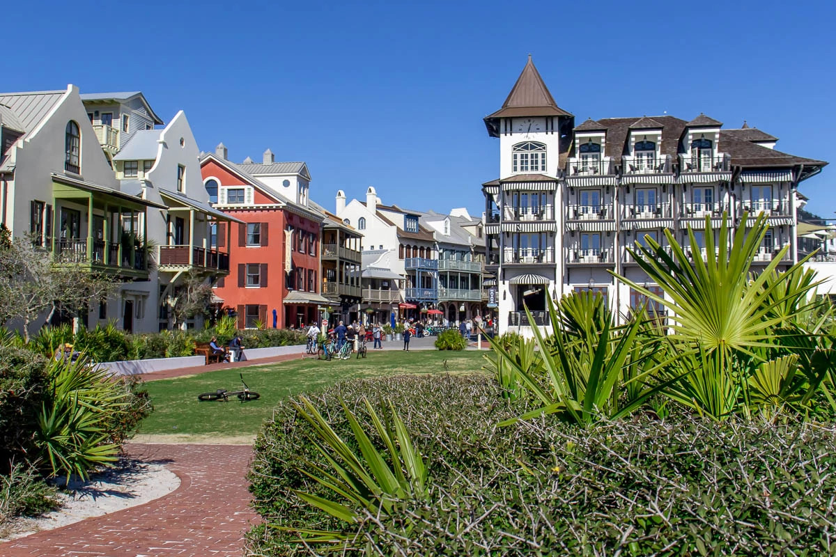 buildings and walkways in Rosemary Beach, Florida