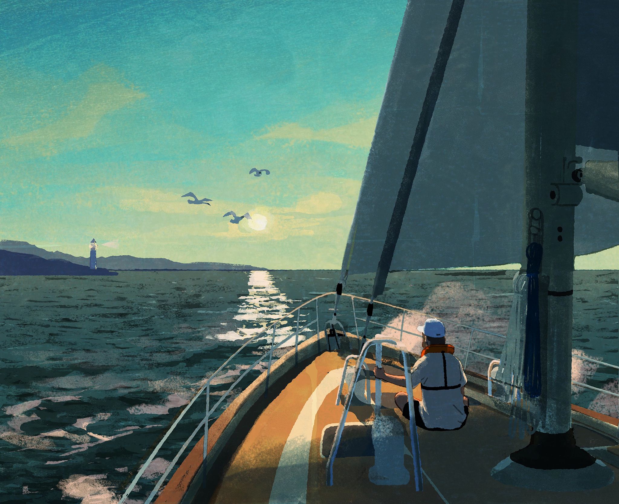 A Father-Son Trip of a Lifetime watching sun set from a boat