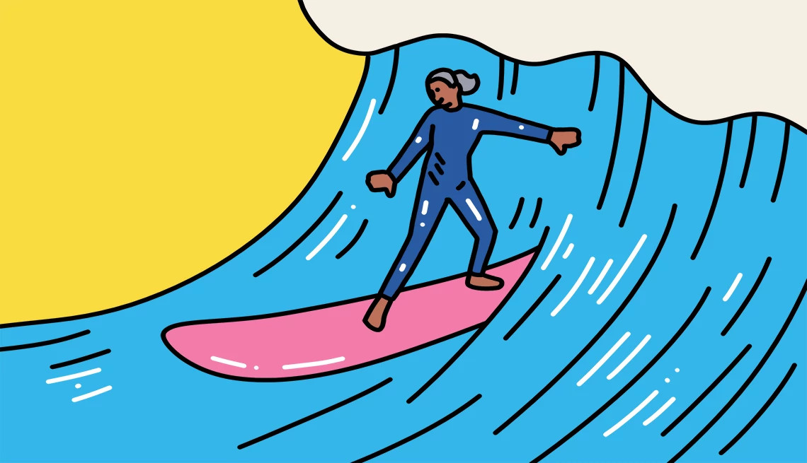 Illustration of person surfing