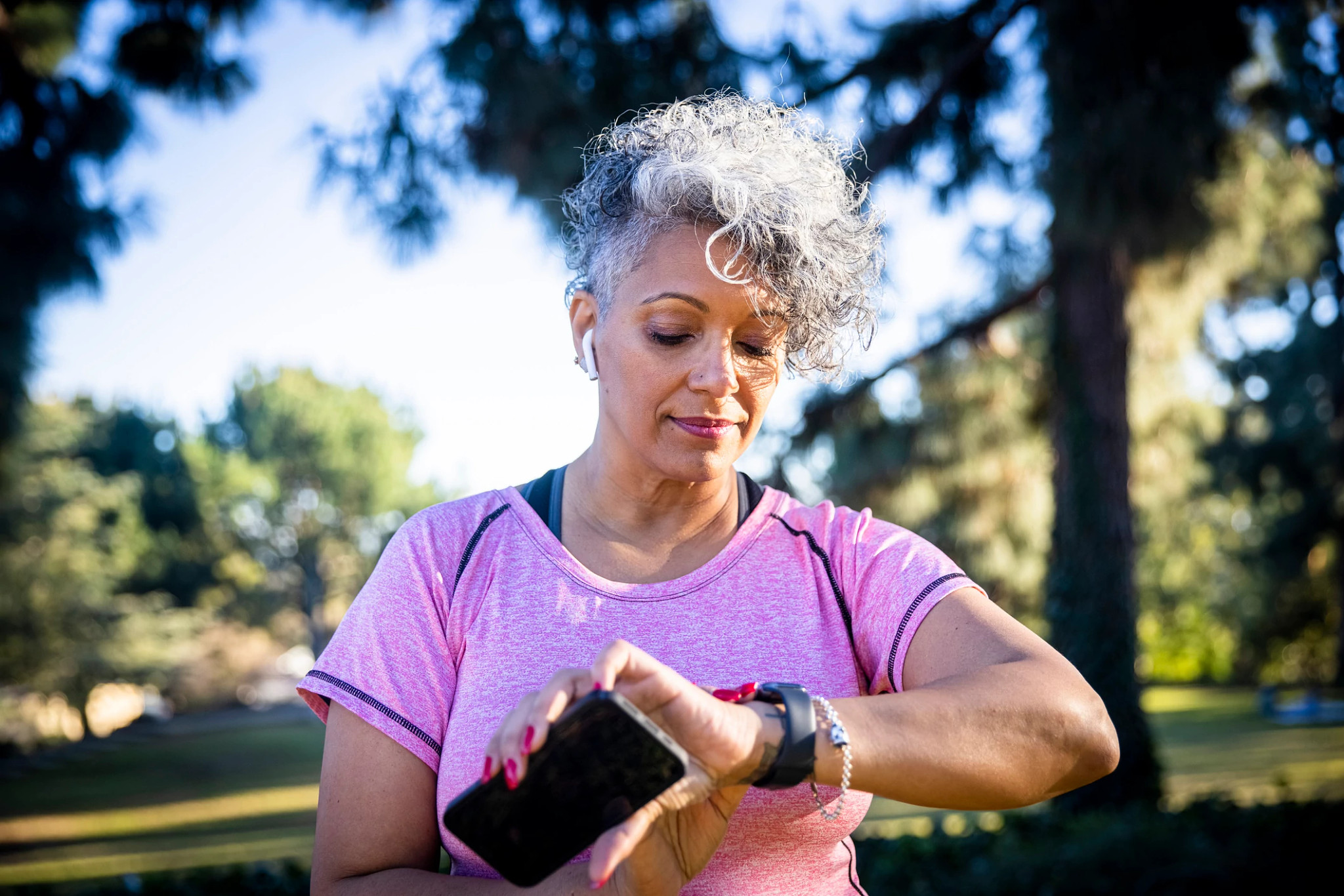 a person looking at their smartwatch