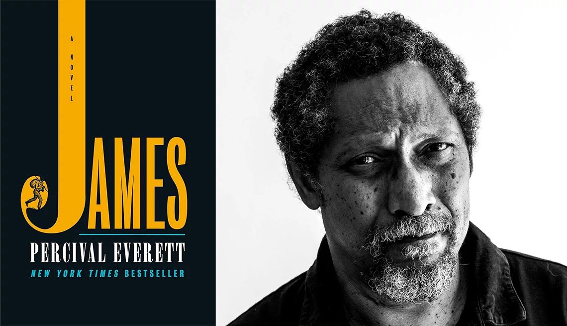 Best selling novel James James' novel book cover with a portrait of Percival Everett