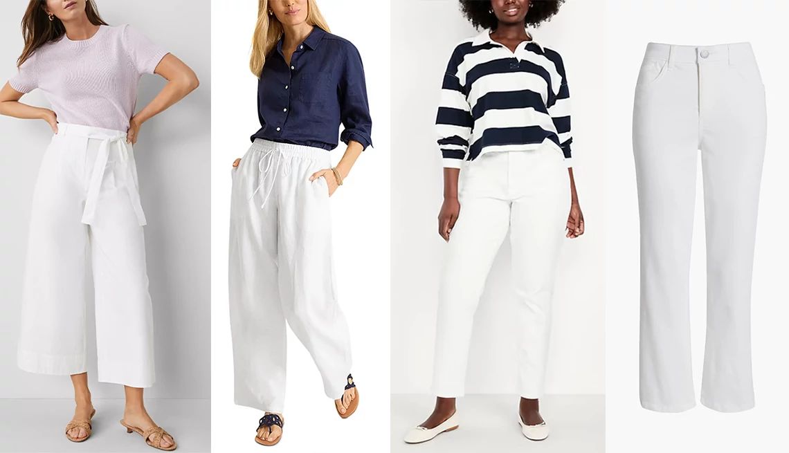 5 Summer Wardrobe Essentials for Women 50-Plus different kinds of white trousers