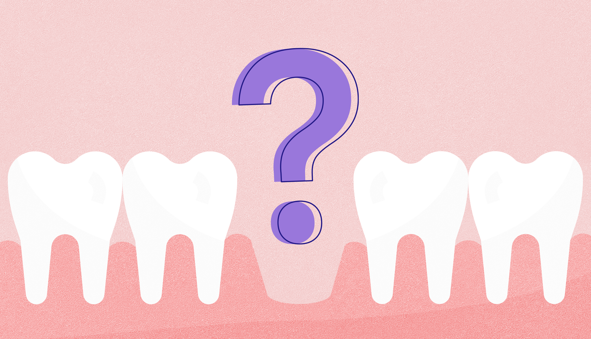 Row of Teeth With Question Mark illustration of a row of teeth with a question mark in the middle