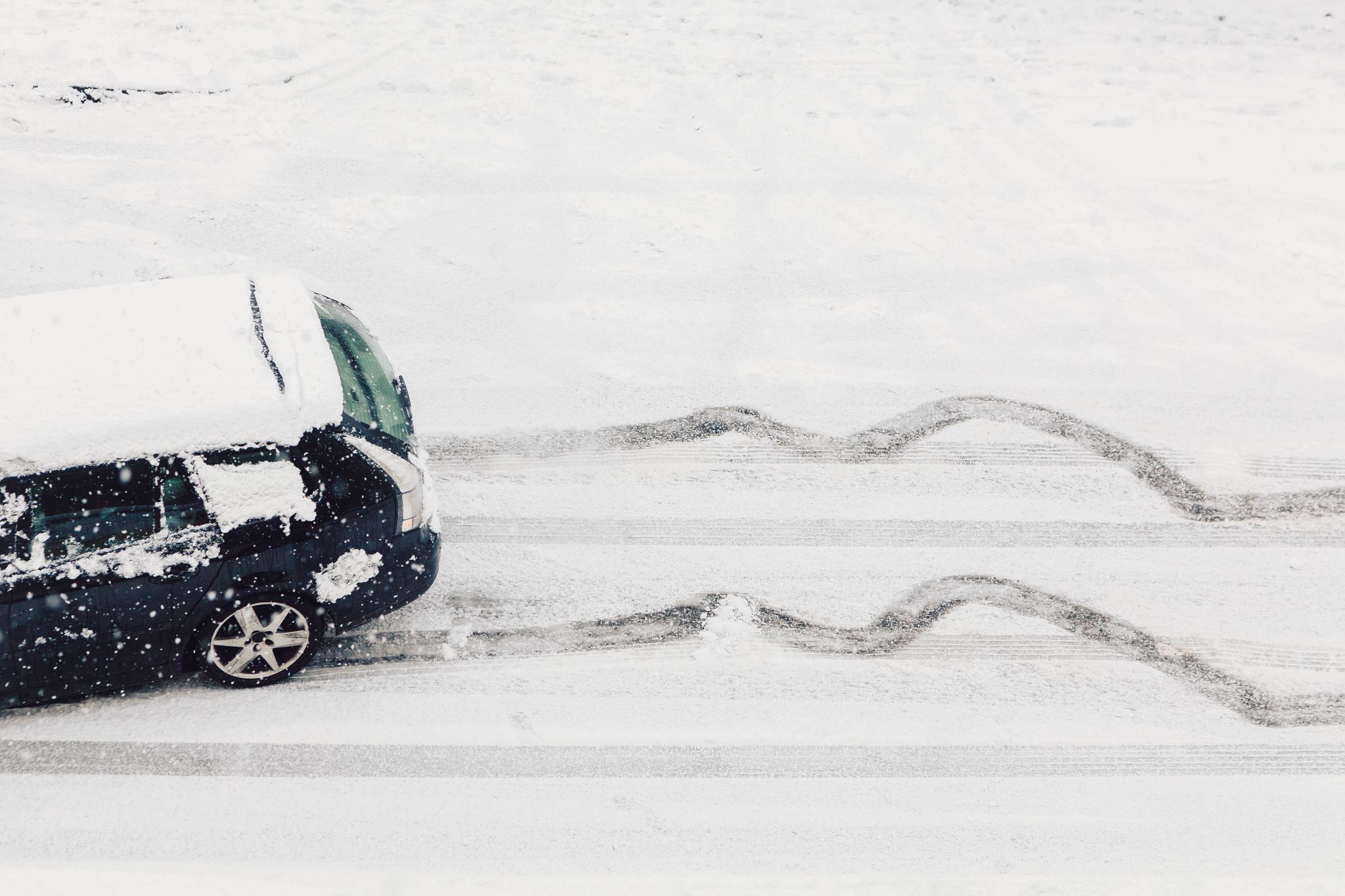 a car skidding on an icy road